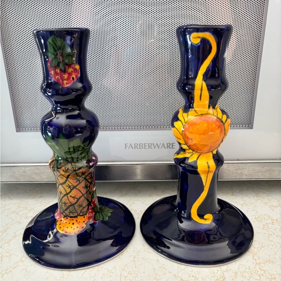 2 Talevera Mexican Handmade/Painted Candlesticks.In Excellent Condition. - Picture 1 of 13